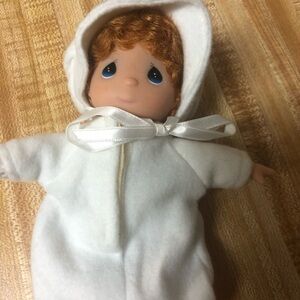 White Hooded Doll with Red Hair